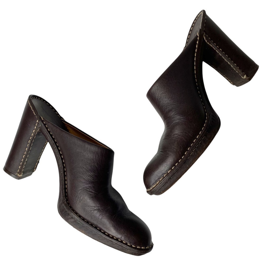 Tod’s Brown Leather Heel Mules. Size 37 1/2 - Picture 5 of 11